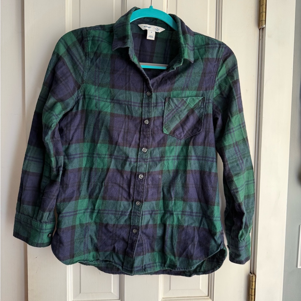Old Navy Green and Blue Plaid Women's Cardigan